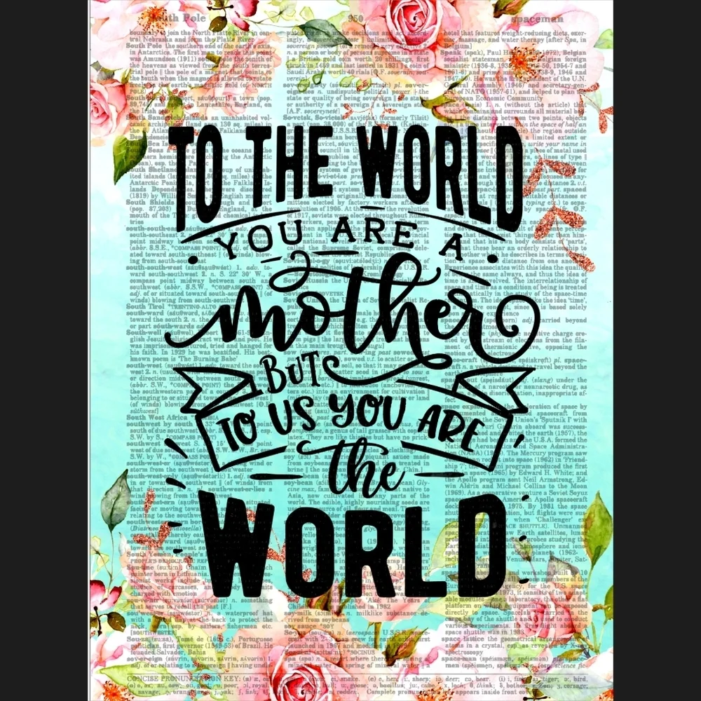 Mother Quote Vintage Rose Dictionary Art Print